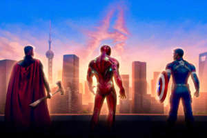 Thor, Iron Man en Captain America